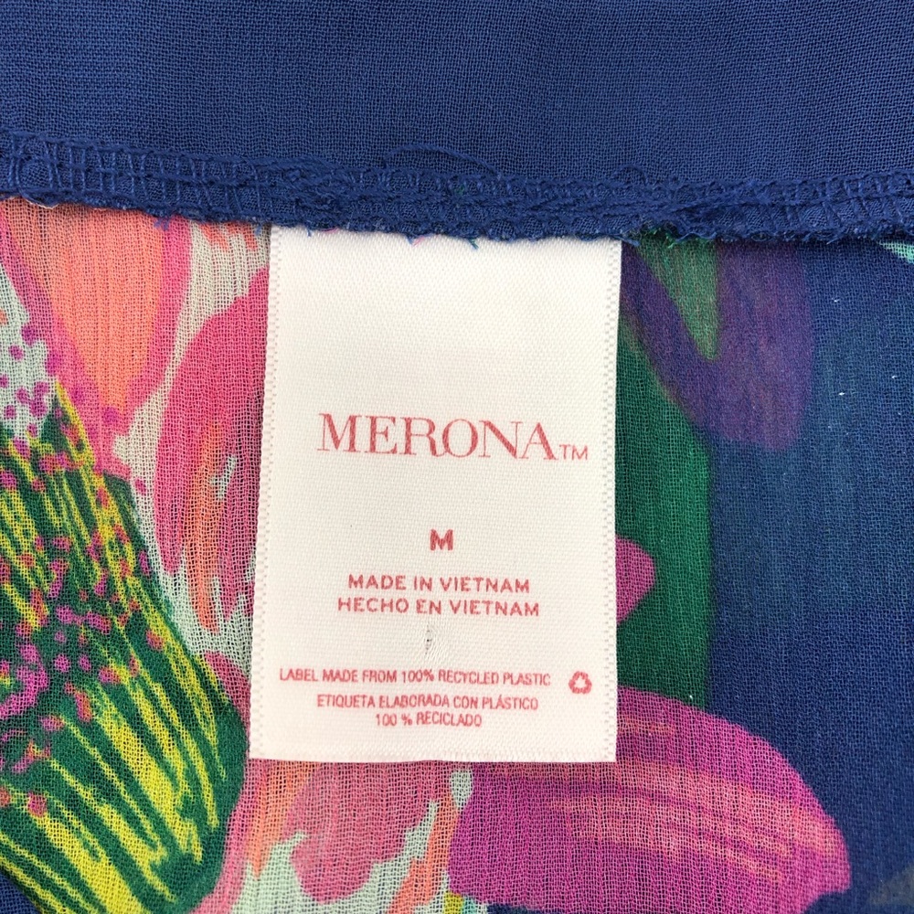 Merona Blue Tropical Floral Print Swim Beach Coverup - Picture 5 of 6